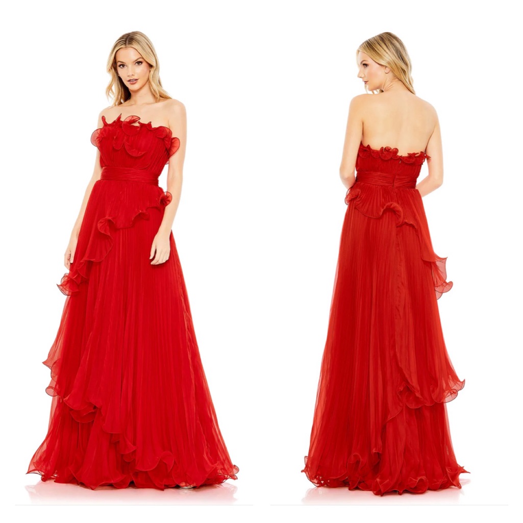 Mac Duggal 49537 Size 0-2 Pleated Tiered Ruffled Strapless Gown -